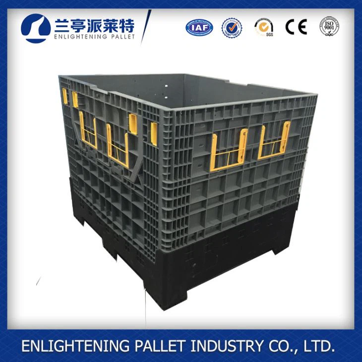 Euro type foldable large container with drop doors